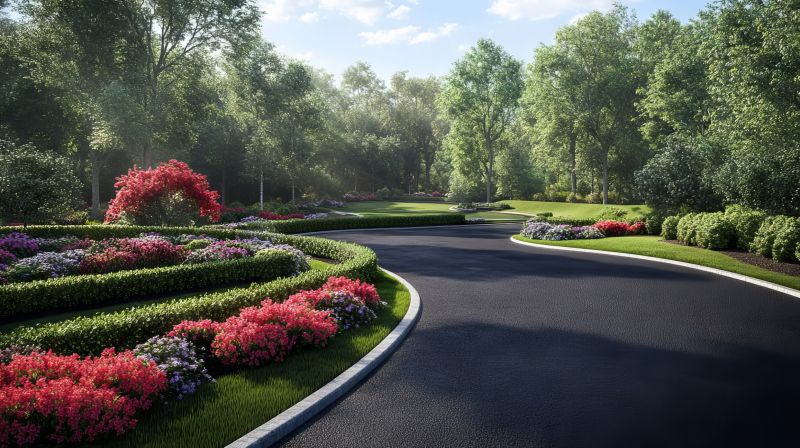 Sealed Driveway with Landscaping